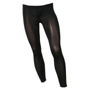 TiaoBug Mens Thermal Pants Underwear Bulge Pouch Base Layer Compression Leggings Long John Tights Black M