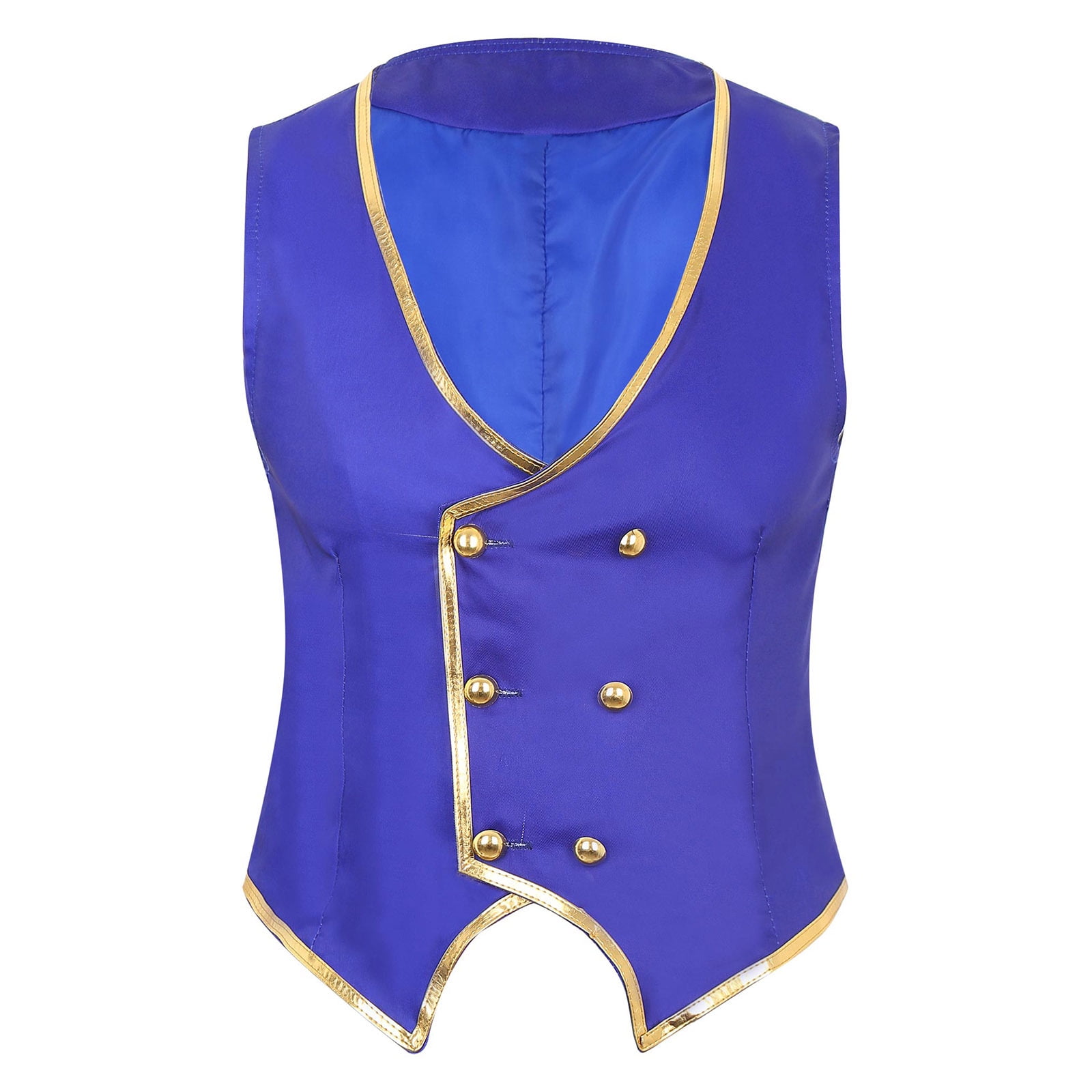 TiaoBug Mens Victorian V Neck Medieval Gothic Suit Vest Gold Leather