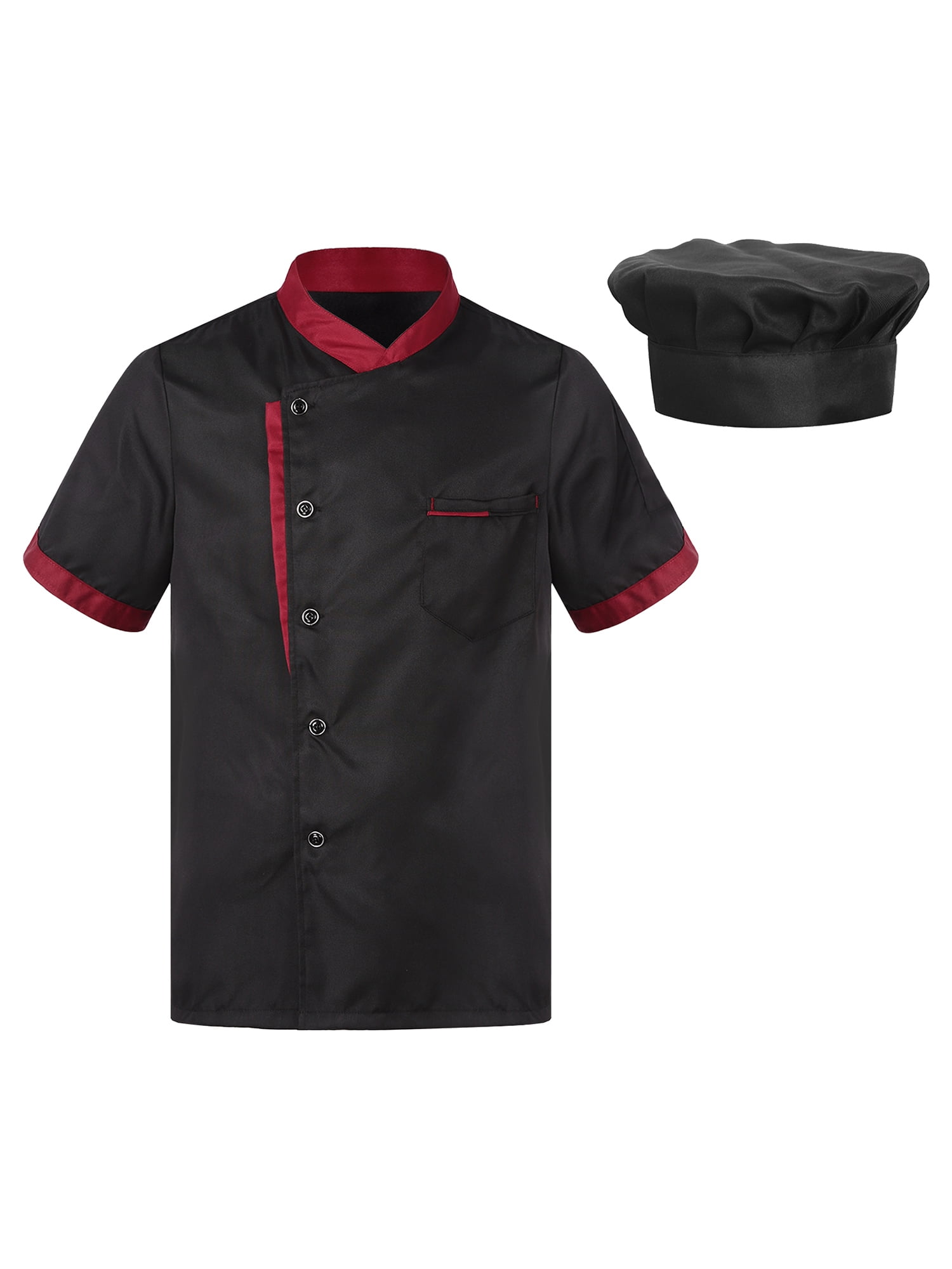 Black Unisex Mesh Sleeve Chef Coat Jacket Restaurant Hotel Cook Short Uniform - XL main image 0