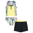 thumbnail image 1 of TiaoBug Nimiya Kids Girls 3Pcs Tankini Swimwear Outfit Hawaiian Print Tank Top Swim Shorts Briefs Swimsuit A Yellow Lemon 10, 1 of 7