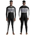 thumbnail image 1 of TiaoBug Racer Driver Cosplay Bodysuit for Mens Long Sleeve Plaid Jumpsuit Cheerleading Uniform Black L, 1 of 4