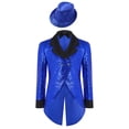 thumbnail image 1 of TiaoBug Sequin Tailcoat for Boys with Hat and Bow Tie Tuxedo Suit Jackets Shiny Birthday Party Disco Rave Outfit Royal Blue 12, 1 of 7