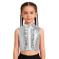 thumbnail image 1 of TiaoBug Shiny Sequin Crop Tops for Girls Hip-hop Dance Vest 70s Disco Party Stage Performance Outfit Silver 8, 1 of 7