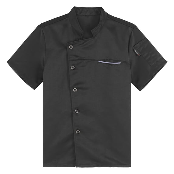 TiaoBug Short/Long Sleeve Chef Jacket for Men Women Summer Chef Coat for Kitchen Canteen Restaurant Black M