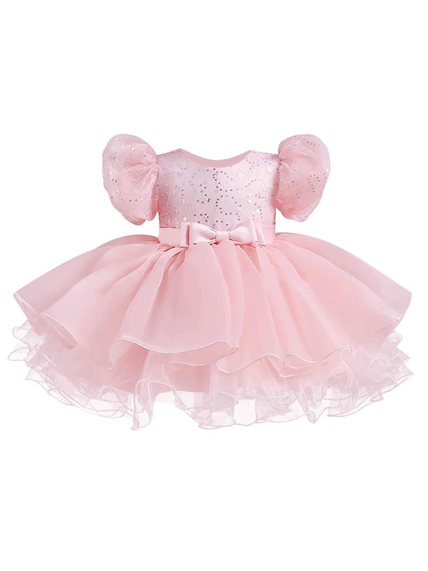 Girls Party Dress Christening Formal Wedding Birthday Party Tulle Dresses 5-6 Years Toddler Color Net Yarn Shiny Bowknot Gown Kids Floor Length Princess Bl