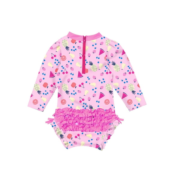 TiaoBug Toddler Infant Girls Floral Printed Zipper Back Ruffles Monikini Swimsuit Romper Bathing Suit Sunsuit