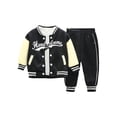 thumbnail image 1 of TiaoBug Toddler Kids Boys Baseball Jacket with T-shirt Sweatpants Athletic 3Pcs Casual School Uniform Sportswear Black 120/4-5Y, 1 of 5