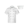thumbnail image 1 of TiaoBug Unisex Adult Chef Jacket with Hat Set Mens Womens Hotel Restaurant Kitchen Chef Cooking Uniform White Short Sleeve L, 1 of 7