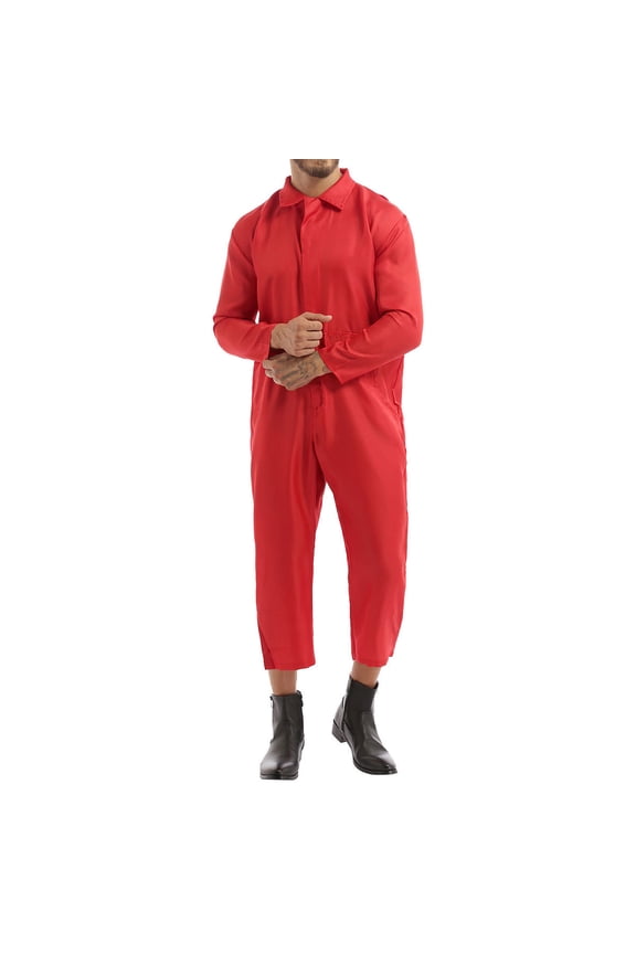Unisex Adult Turn-down Collar Zipper Jumpsuit Horror Film Cosplay Costume