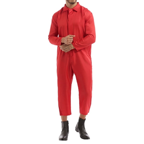 TiaoBug Unisex Adult Turn-down Collar Zipper Jumpsuit Horror Film Cosplay Costume