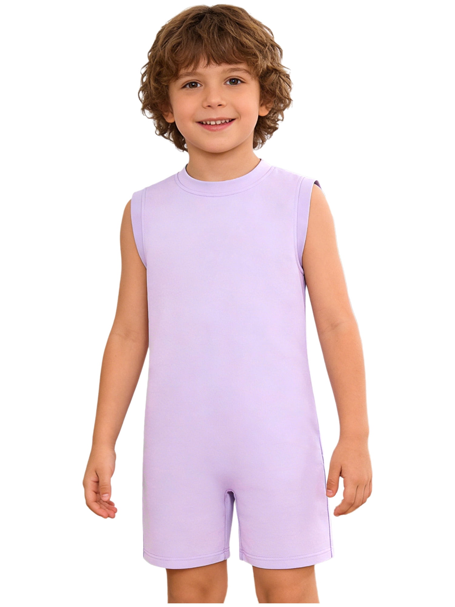 TiaoBug Unisex Kids Back Zip Sleeveless Anti-Strip Jumpsuit with