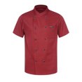 thumbnail image 1 of TiaoBug Unisex Men Chef Jacket Short Sleeve Chef Coat Restaurant Kitchen Work Uniform Cook Shirts Tops Burgundy Short Sleeve XXL, 1 of 7