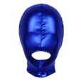thumbnail image 1 of TiaoBug Unisex Men Women Metallic Latex Full Face Cover Blindfold Mask Hood Shiny Headgear Blue OneSize, 1 of 4