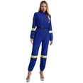 thumbnail image 1 of TiaoBug Woman Fire Fighter Costume Halloween Outfit Long Sleeve Front Zipper Bodysuit Uniform Jumpsuit Royal Blue XXL, 1 of 5
