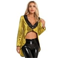 thumbnail image 1 of TiaoBug Woman's Magician Costume Tailcoat Tuxedo Jacket Sequins Long Sleeve Coat Circus Blazer Gold 3XL, 1 of 7