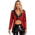 thumbnail image 1 of TiaoBug Woman's Magician Costume Tailcoat Tuxedo Jacket Sequins Long Sleeve Coat Circus Blazer Red M, 1 of 7