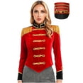 thumbnail image 1 of TiaoBug Women Circus Showman Costume Soft Velvet Long Sleeve Jacket Coat with Hat Red XXL, 1 of 7