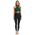 thumbnail image 1 of TiaoBug Women Full Body Dance Unitard Single Long Sleeve Mesh Cutout Ballet Leotard Gymnastics Bodysuit Dancewear Dark Green M, 1 of 5