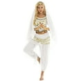thumbnail image 1 of TiaoBug Women India Belly Dance Costume Lanterns Sleeves Top Pants Hip Scarf Head Scarf 4Pcs White One Size, 1 of 7
