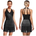 thumbnail image 1 of TiaoBug Women Latin Dance Dress Salsa Cha-cha Tango Ballroom Dancing Sleeveless Tassel Fringe Leotard Dress Black S, 1 of 6