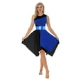 thumbnail image 1 of TiaoBug Women Liturgical Praise Tunic Worship Dance Dress Sleeveless Color Block Lyrical Dancewear Blue&Black XL, 1 of 6