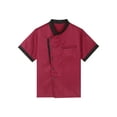 thumbnail image 1 of TiaoBug Women Mens Short Sleeve Chef Jacket Hotel Restaurant Cook Button Uniform Coat Red M, 1 of 7