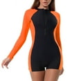 TiaoBug Women Rash Guard Long Sleeve One Piece Swimsuit Zipper Tummy