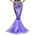 thumbnail image 1 of TiaoBug Women Shiny Metallic Maxi Fishtail Skirt Halloween Cascading Tulle Maxi Skirt Mermaid Cosplay Fancy Dress Purple S, 1 of 5