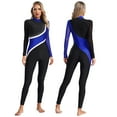 thumbnail image 1 of TiaoBug Women Shiny Rhinestone Gymnastics Leotard Bodysuit Full Length Figure Skating Jumpsuit Blue M, 1 of 7