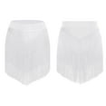 thumbnail image 1 of TiaoBug Women Tassel Latin Dance Skirt Irregular Hem Length Fringe Salsa Tango Rumba Dancewear White XL, 1 of 6