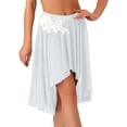 thumbnail image 1 of TiaoBug Women's Chiffon Applique Lyrical Ballet Dance Skirts High Low Mesh Midi Skirt Briefs Dancewear White S, 1 of 7