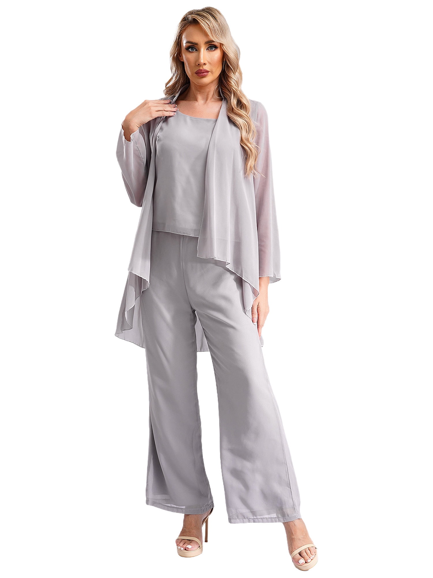 Chiffon pant suits for weddings clearance