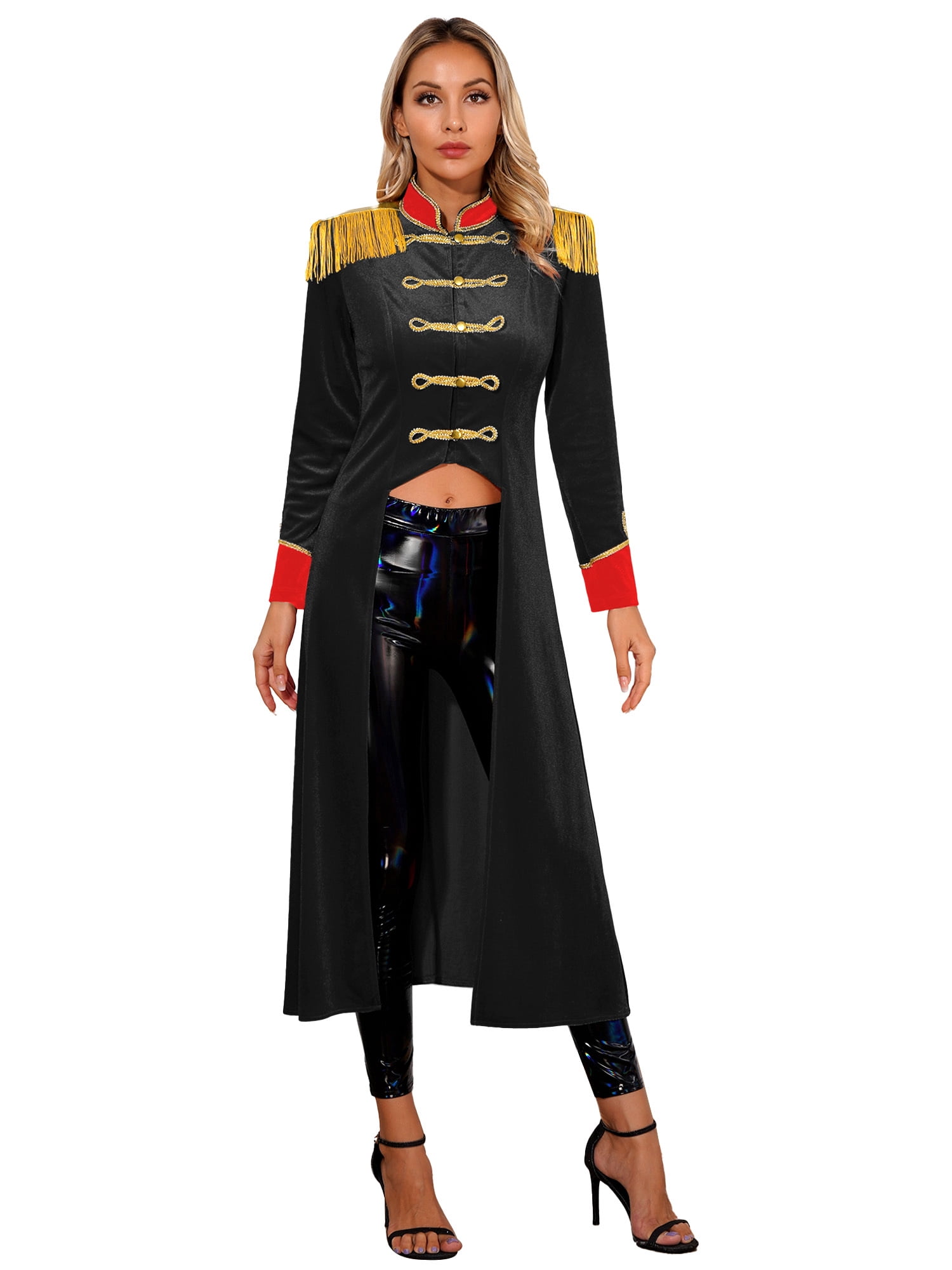 TiaoBug Women's Circus Ringleader Cosplay Costume Velvet Long Tailcoat ...