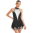 thumbnail image 1 of TiaoBug Women's Figure Ice Skating Dress Halter Shiny Sequin Roller Skating Lyrical Dance Costume Black S, 1 of 7