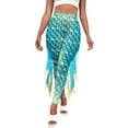 thumbnail image 1 of TiaoBug Women's Fish Scale Print High Waist Yoga Leggings Mermaid Costume Pencil Trouser Tights Cyan L, 1 of 7