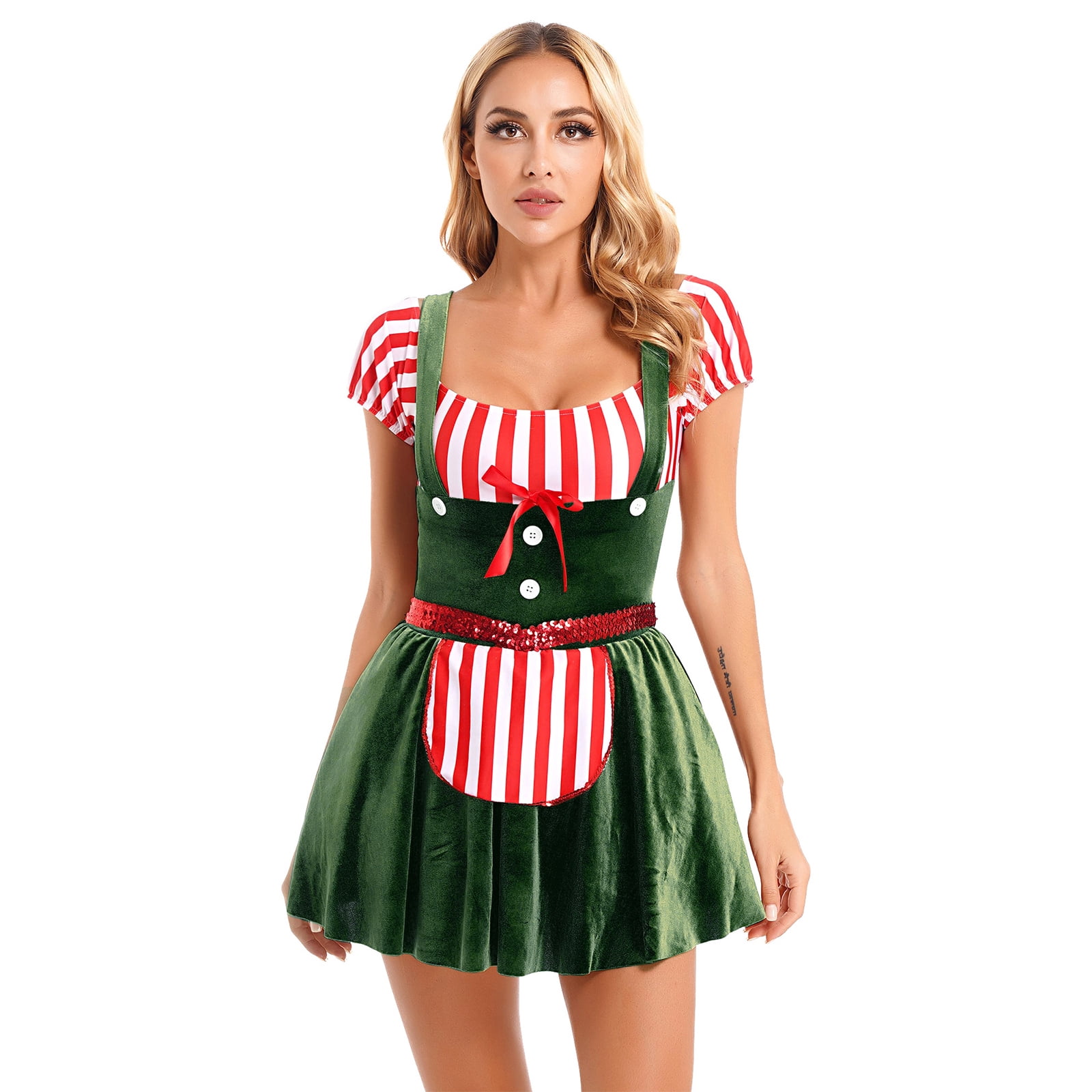 christmas cookie dress TiaoBug Women's Gingerbread Costume Roleplay Outfits Xmas Party Dress Up Green L Tony and Ziva forever! christmas cookies outfit dress to impress wedding morning shirt Tagless for Trouble Length:55cm/21.7