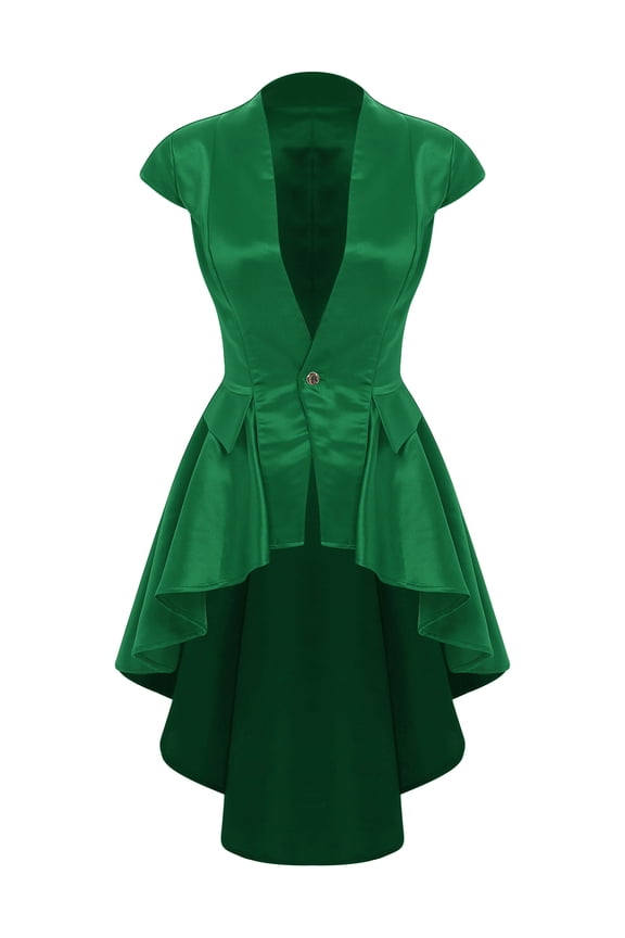 Women's Gothic Steampunk Tailcoat Jacket Victorian Vintage Waterfall Waistcoat Cocktail Party Blazers Dark Green XXL
