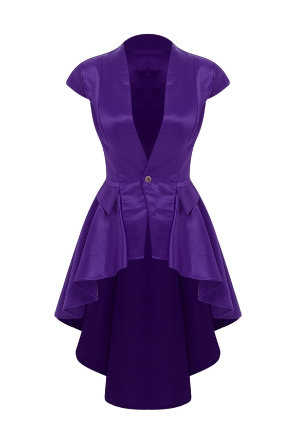 Women's Gothic Steampunk Tailcoat Jacket Victorian Vintage Waterfall Waistcoat Cocktail Party Blazers Purple XXL