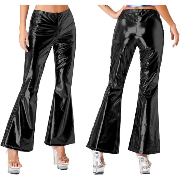 TiaoBug Women's High Waist Wide Leg Long Palazzo Bell Bottom Yoga Pants Flare Workout Leggings Black M