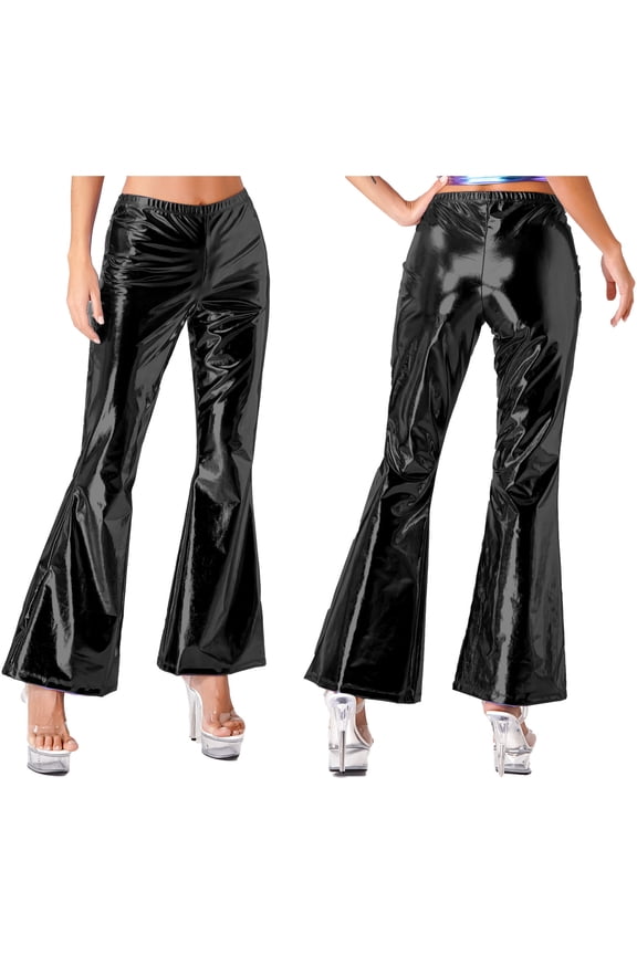 Women's High Waist Wide Leg Long Palazzo Bell Bottom Yoga Pants Flare Workout Leggings Black XL