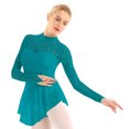 thumbnail image 1 of TiaoBug Women's Lace Figure Ice Skating Dress Long Sleeve Ballet Dance Leotard Dress Lyrical Performance Costume Teal S, 1 of 7