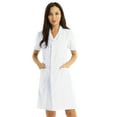 thumbnail image 1 of TiaoBug Women's Lapel Collar Short Sleeve Button Front Hospital Nurse Scrubs Dress White Medium, 1 of 7