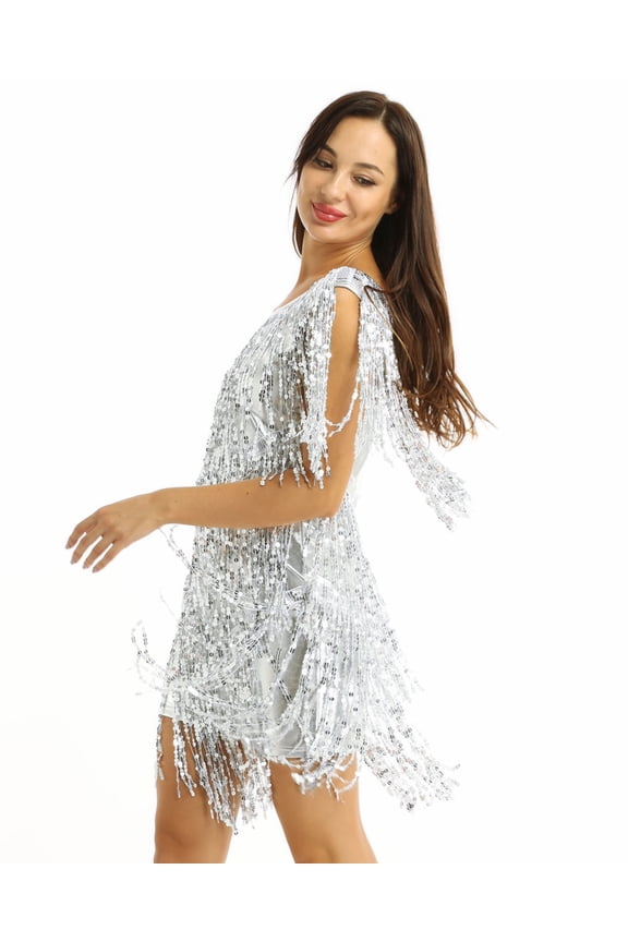 Women's Latin Dance Dress Sequin Salsa Ballroom Costume M-XXL