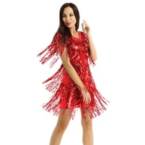 TiaoBug Women's Latin Dance Dress Sequin Salsa Ballroom Costume M-XXL