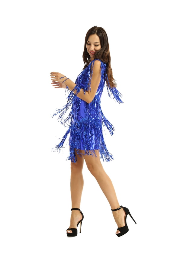 Women's Latin Dance Dress Sequin Salsa Ballroom Costume M-XXL