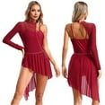 thumbnail image 1 of TiaoBug Women's Lyrical Ballet Contemporary Dance Ice Skating Asymmetrical Dress Burgundy L, 1 of 7