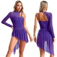 thumbnail image 1 of TiaoBug Women's Lyrical Ballet Contemporary Dance Ice Skating Asymmetrical Dress Purple M, 1 of 7