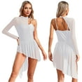 thumbnail image 1 of TiaoBug Women's Lyrical Ballet Contemporary Dance Ice Skating Asymmetrical Dress White XL, 1 of 7
