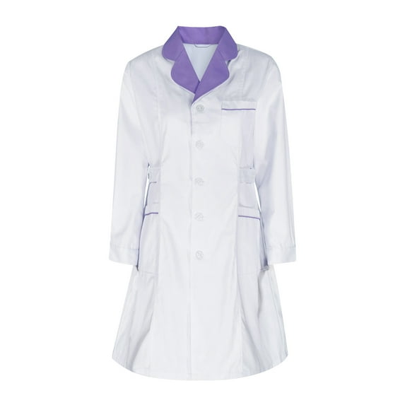 TiaoBug Women's Nurse Dress Cosplay Uniform Lab Coat Doctor Medical Outerwear Purple Curved Lapel S