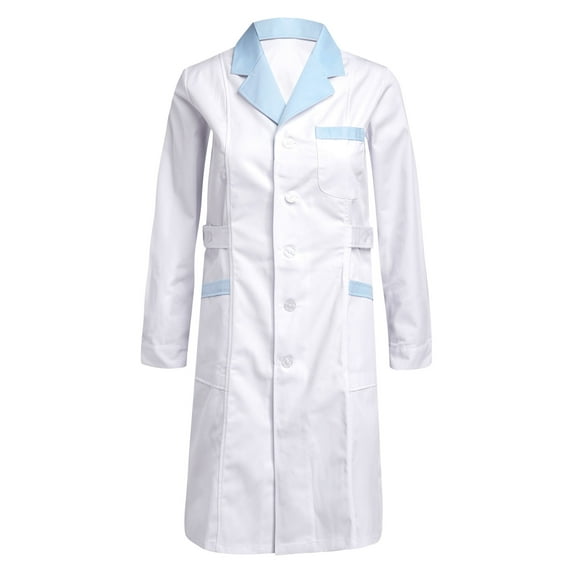 TiaoBug Women's Nurse Dress Cosplay Uniform Lab Coat Doctor Medical Outerwear White Peaked Lapel S